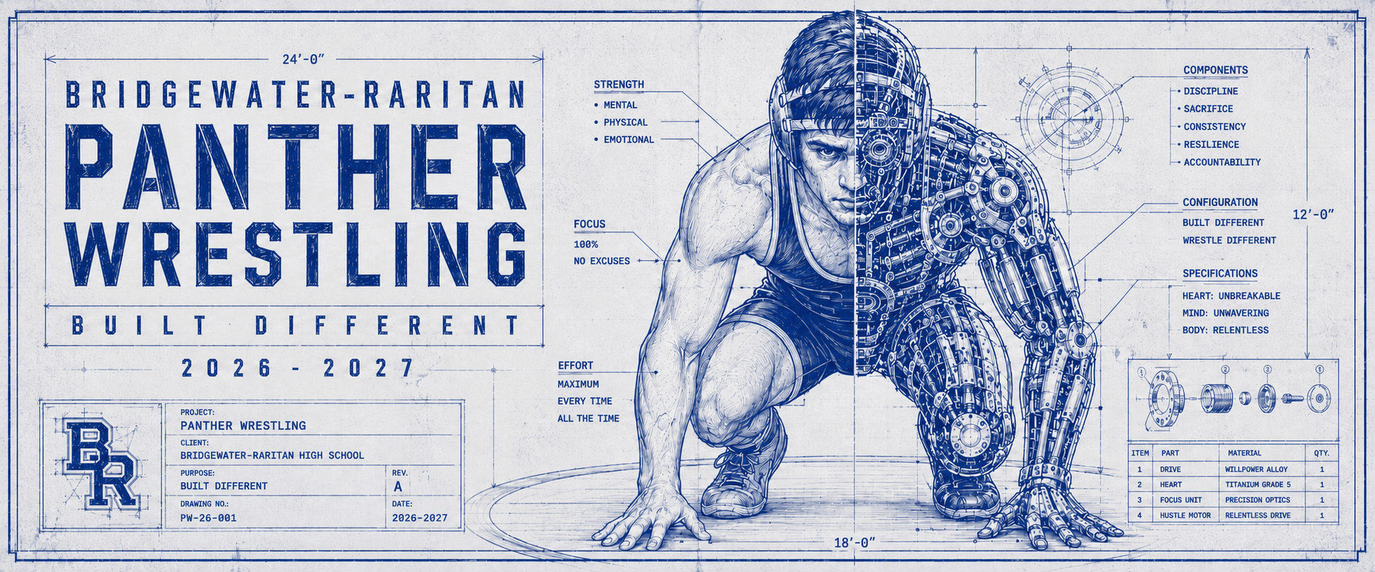 BRHS Panther Wrestling — Built Different, 2026-27 campaign graphic