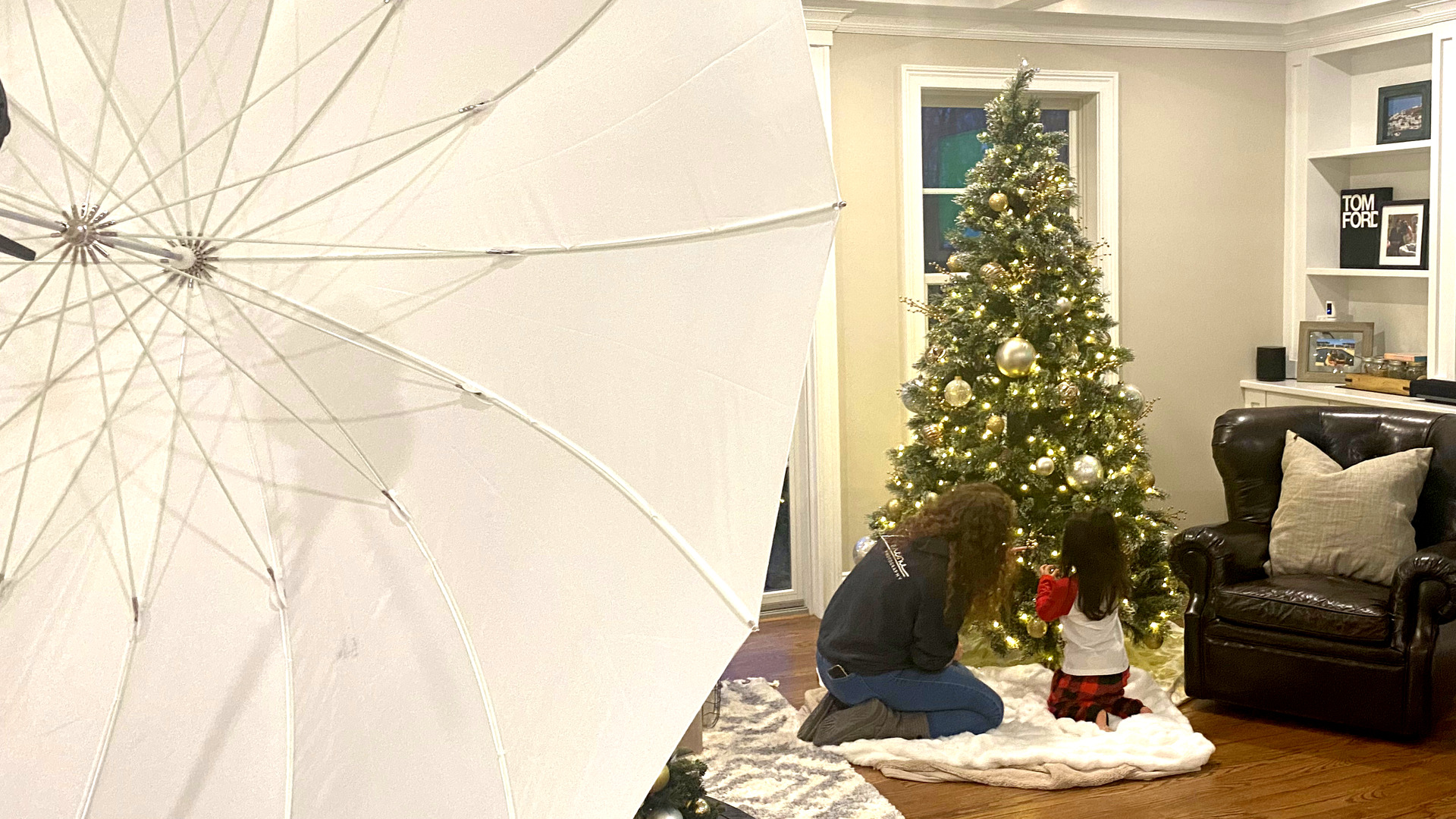 Behind the scenes — holiday portrait session setup